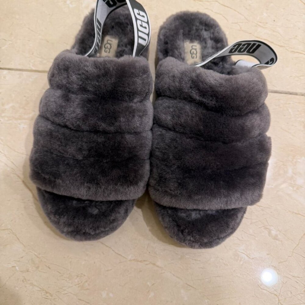 Grey Ugg Fluff Yeah Slippers - image 2